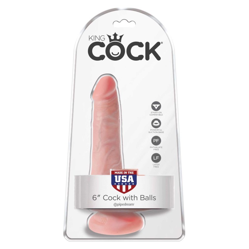 Dildo-king cock 6"" cock with balls flesh